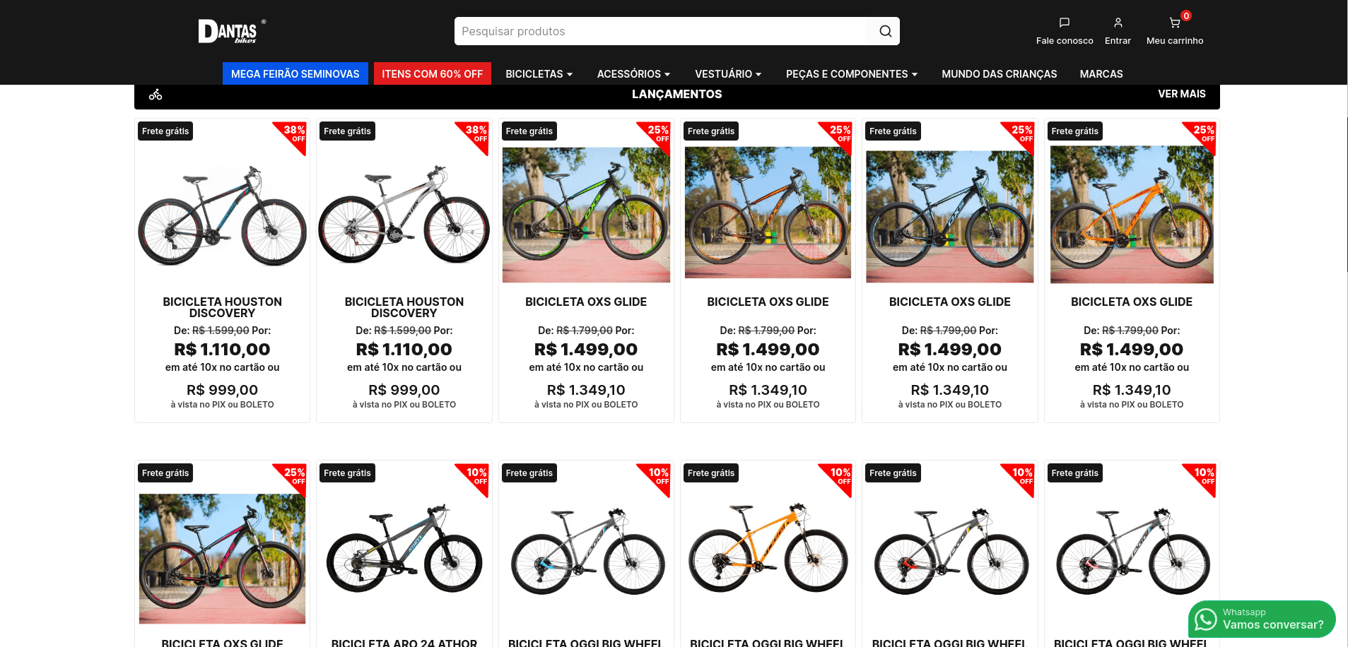 Imagem da lista de produtos do Dantas Bikes